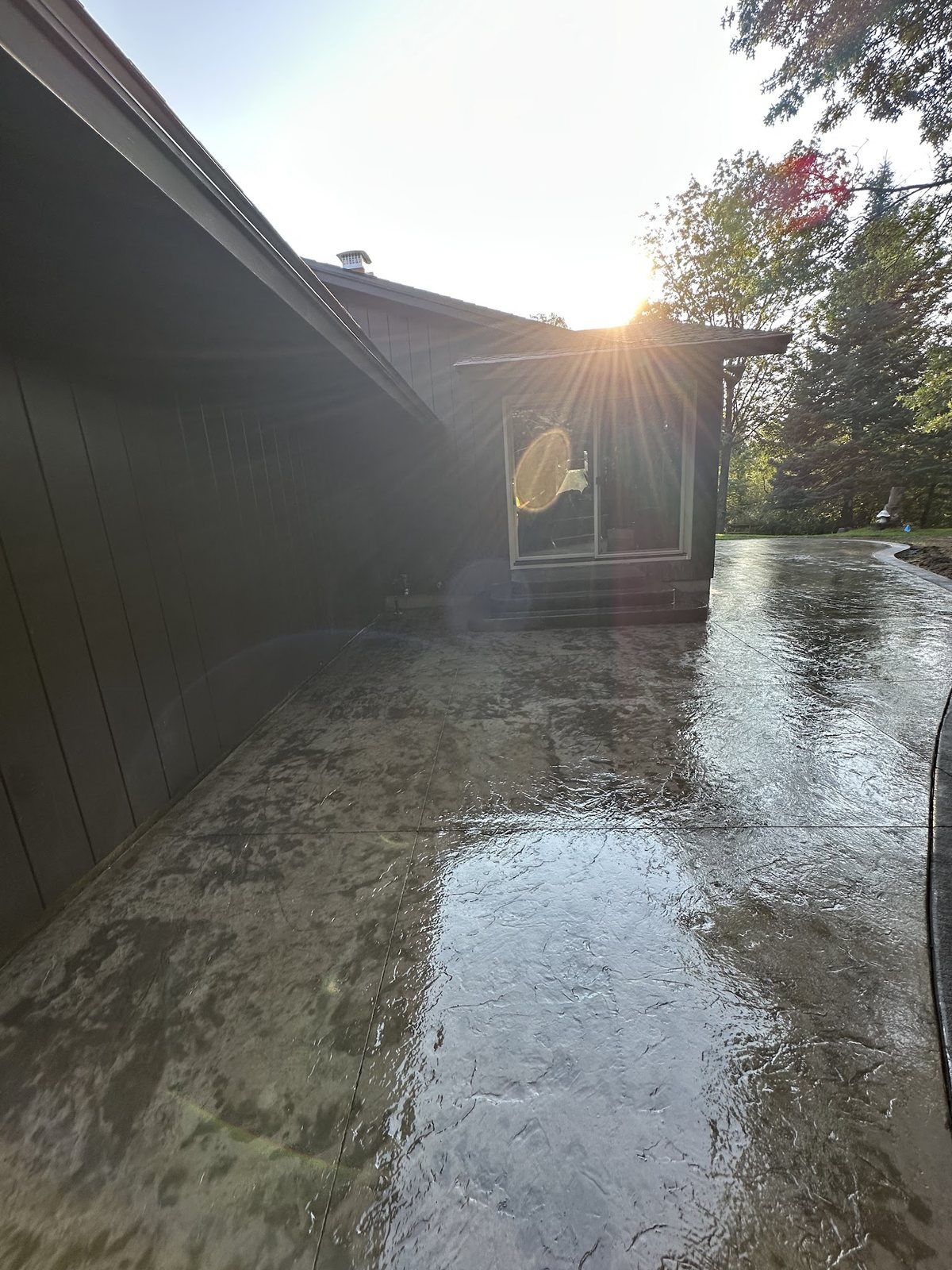 Fresh Concrete Finish — Close process view while the decorative surface is still wet.